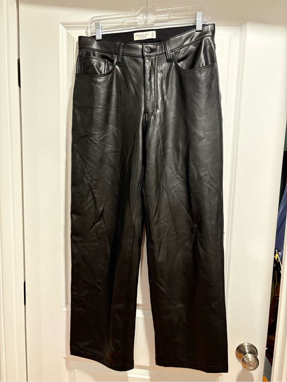 Abercrombie & Fitch Black Straight-Leg Faux Leather Pants - Picture 2 of 8